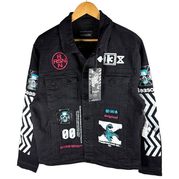 Reason New York Take What’s Yours Denim Jacket Men’s L - NWT Streetwear Preppy - Picture 1 of 16